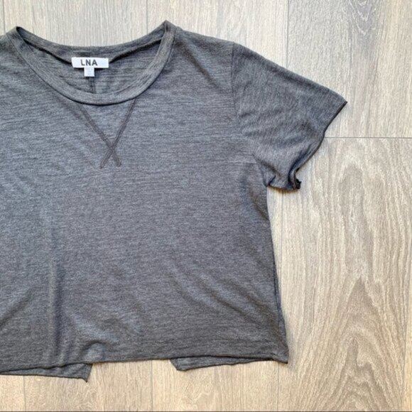 Revolve LNA Annie Crop Top Tee T-Shirt Short Sleeve Crew neck Granite Gray XS - Picture 6 of 14